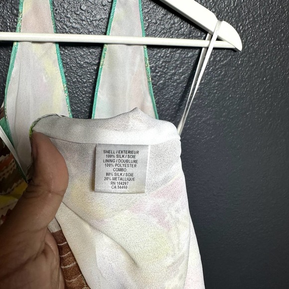 Milly Of New York Women's Multicolor Abstract Print Silk Halter Top Size 4 - Picture 8 of 10